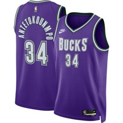 Nike Men's Milwaukee Bucks Giannis Antetokounmpo #34 Purple Hardwood Classic Dri-FIT Swingman Jersey