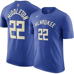 Nike Men's 2022-23 City Edition Milwaukee Bucks Khris Middleton #22 Royal Cotton T-Shirt