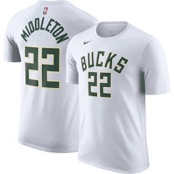 Nike Men's Milwaukee Bucks Khris Middleton #22 White T-Shirt