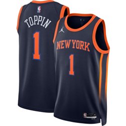 Jordan Men's New York Knicks Obi Toppin #1 Navy Dri-FIT Swingman Jersey