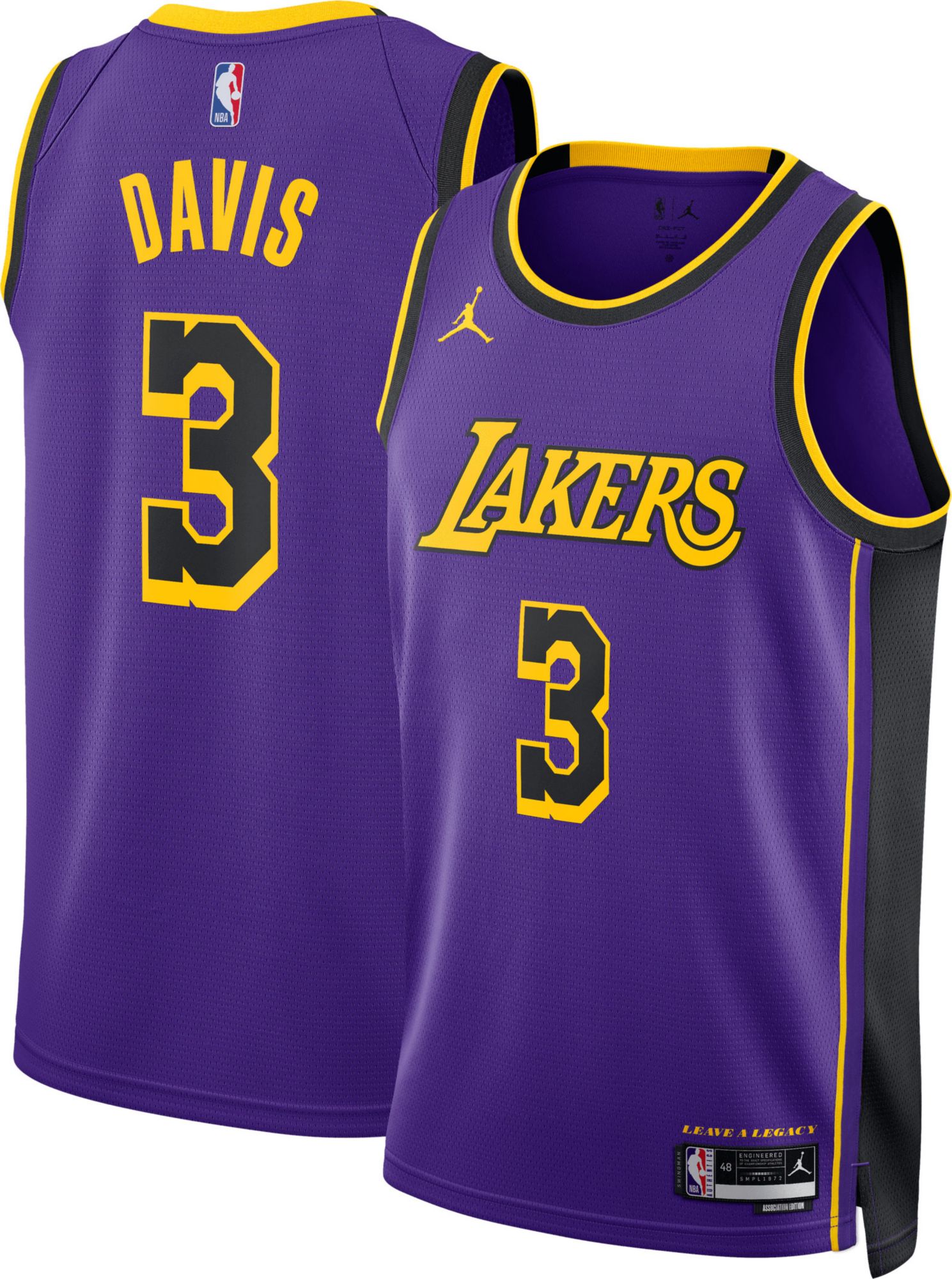 Nike Men's Los Angeles Lakers Anthony Davis #3 Purple Dri-FIT Swingman Jersey