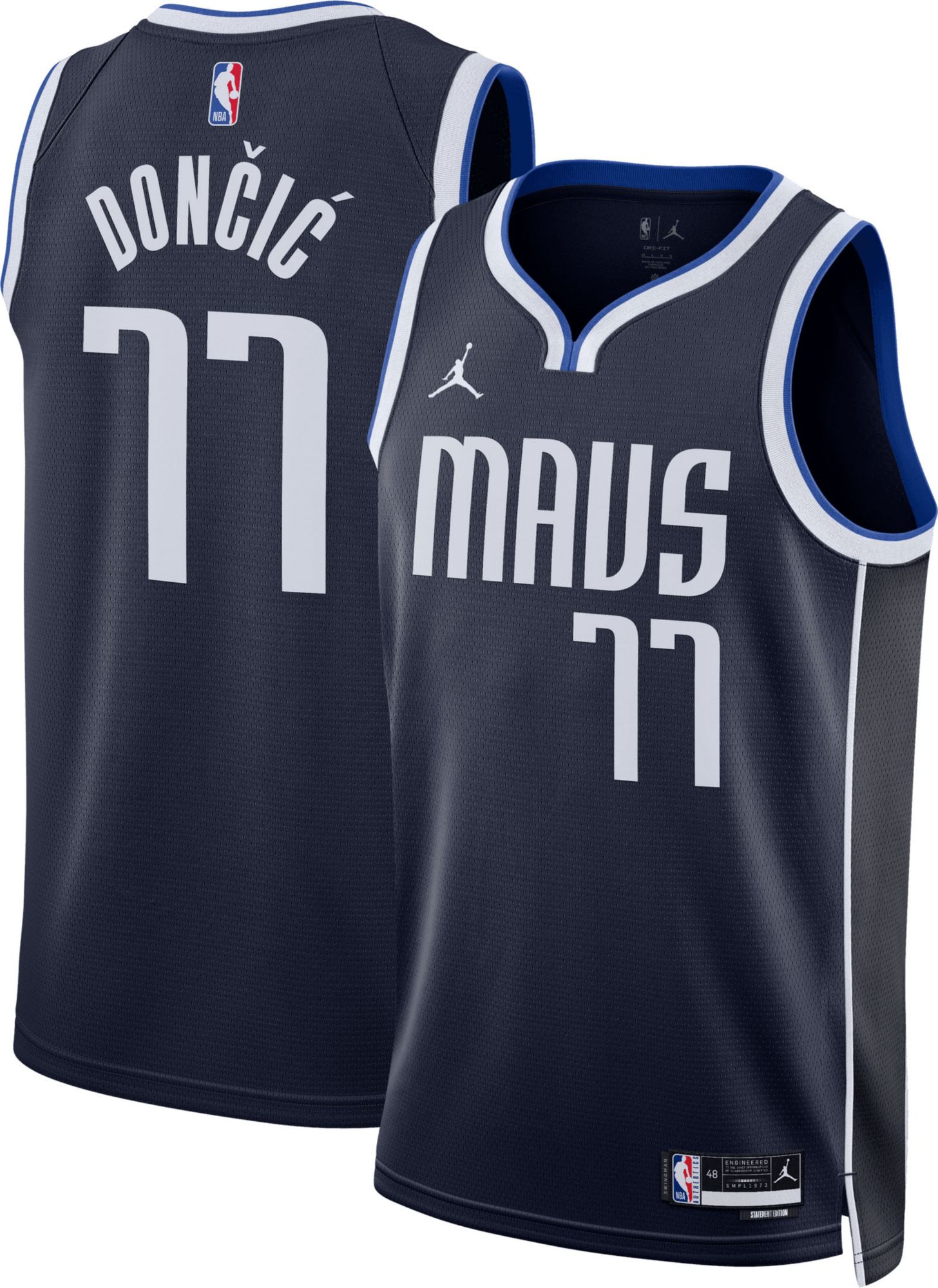 Jordan Adult Dallas Mavericks Luka Doncic #77 Navy Dri-FIT Swingman Jersey