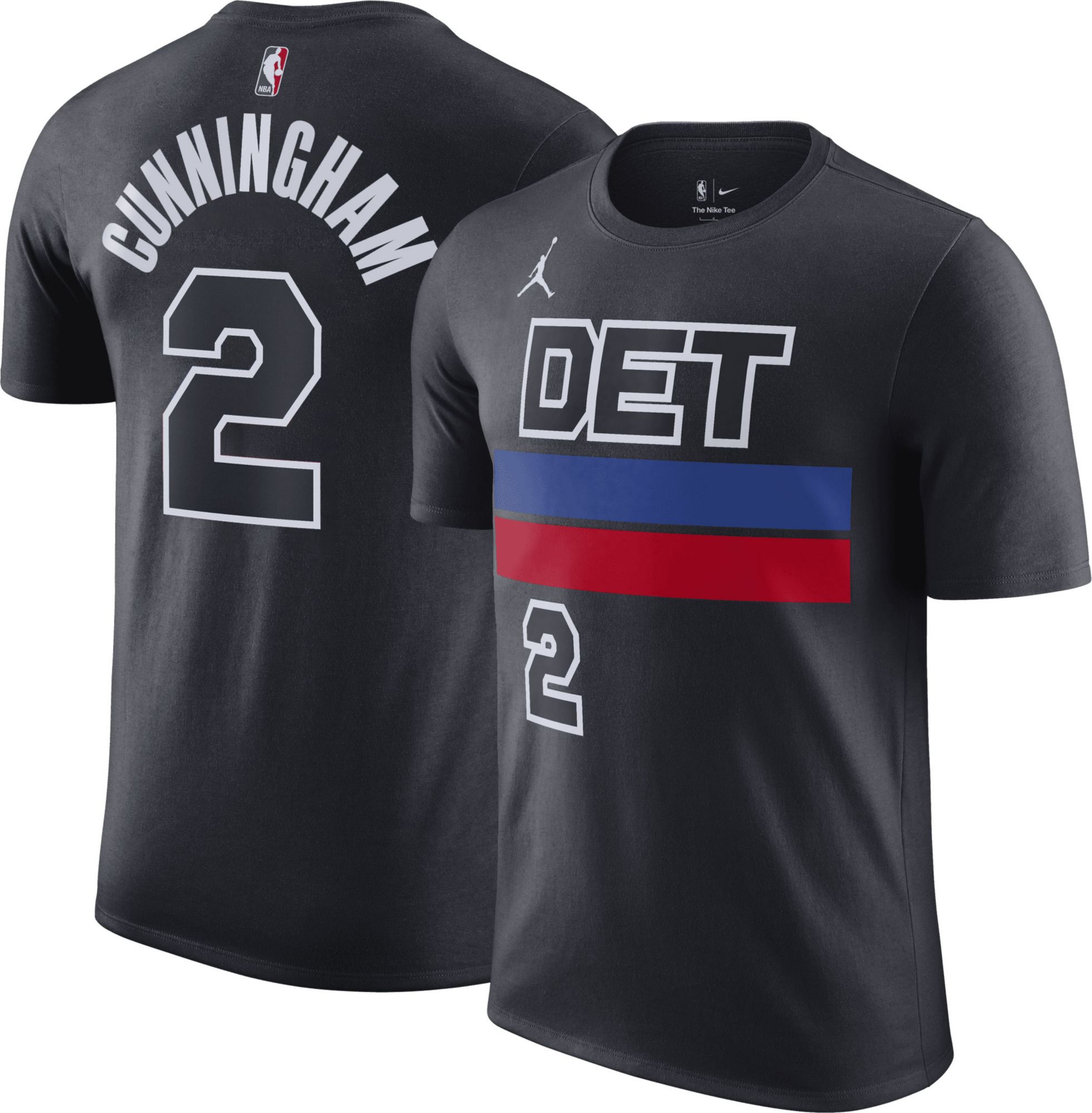 Nike Men's Detroit Pistons Cade Cunningham #2 Black T-Shirt