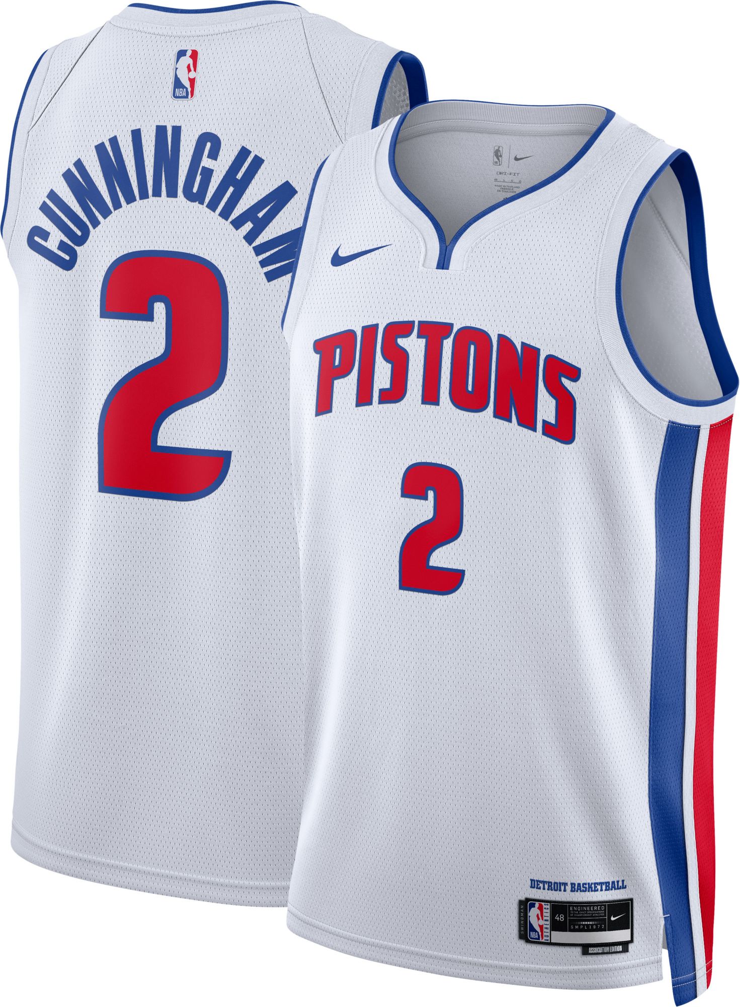 Nike Men's Detroit Pistons Cade Cunningham #2 White Dri-FIT Swingman Jersey