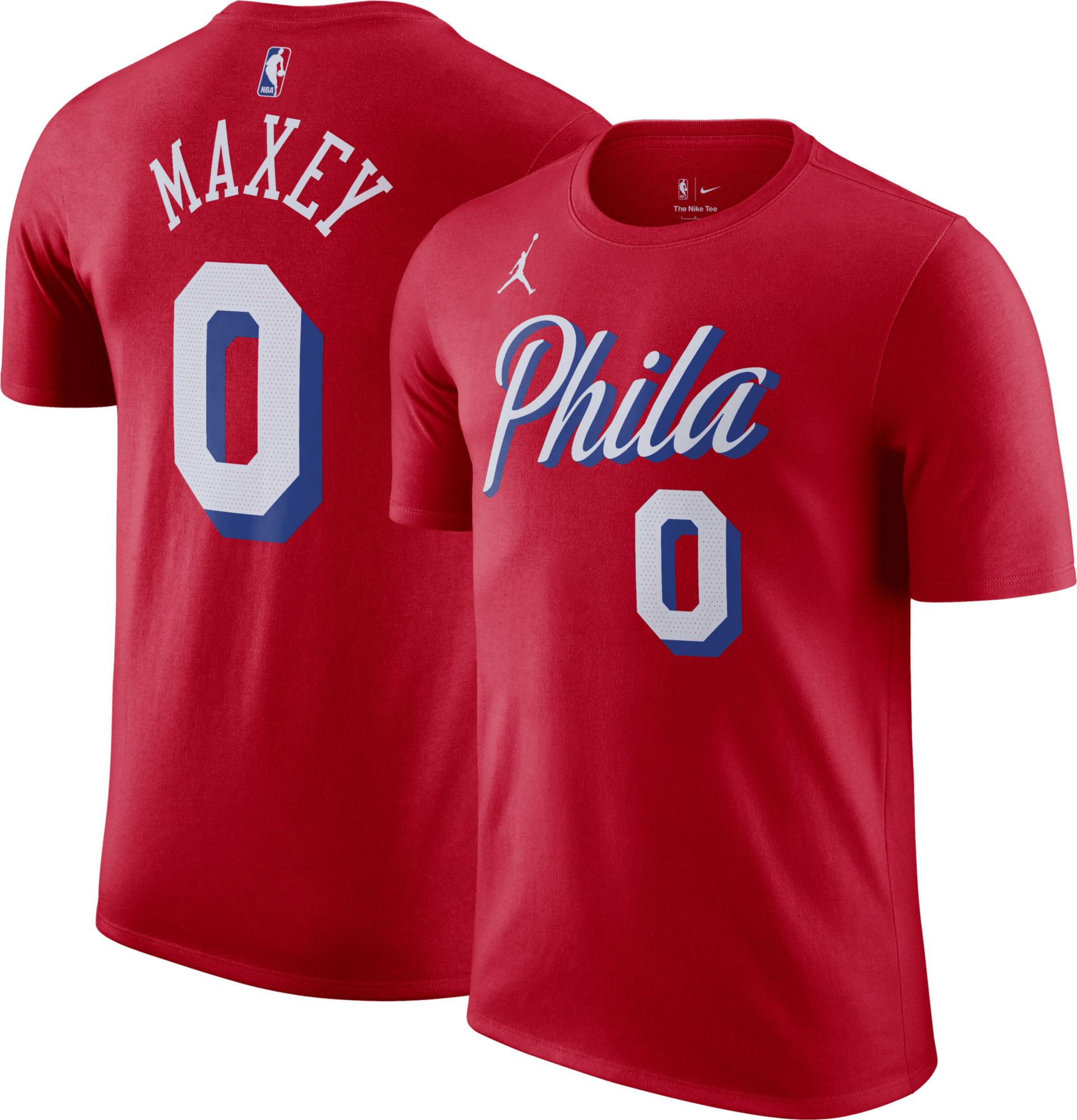 Nike Men's Philadelphia 76ers Tyrese Maxey #0 Red T-Shirt