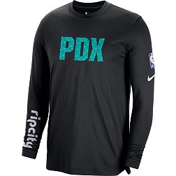 Nike Men's 2022-23 City Edition Portland Trail Blazers Black Dri-Fit Pregame Long Sleeve Shirt