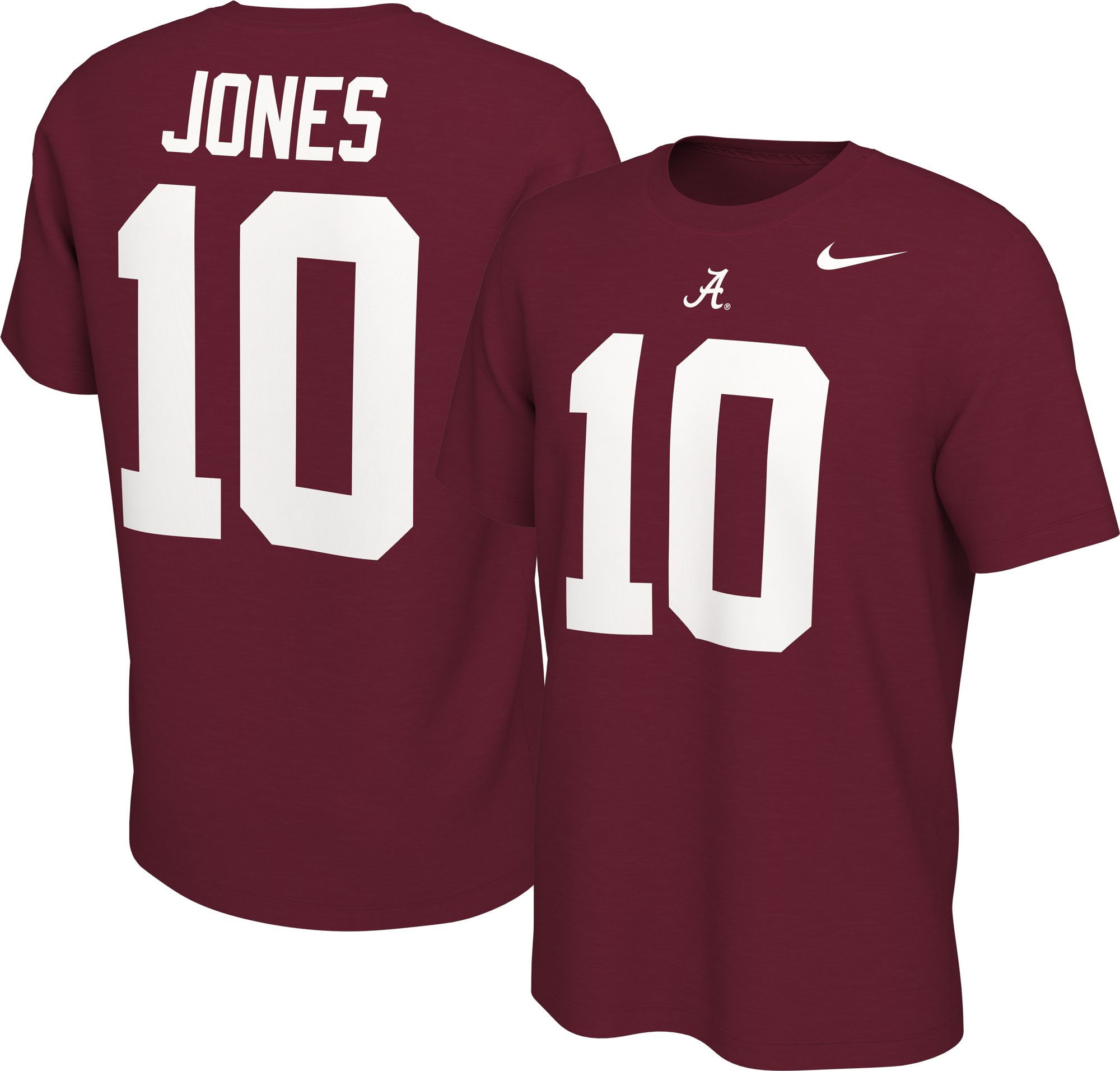 Nike Men's Alabama Crimson Tide Mac Jones #10 Crimson Football Jersey T-Shirt