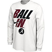 Nike Men's Alabama Crimson Tide White 2022 Basketball BALL IN Bench Long Sleeve T-Shirt