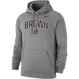Nike Men's Brown University Bears Grey Club Fleece Wordmark Pullover Hoodie