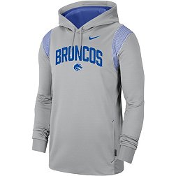 Nike Men's Boise State Broncos Grey Therma-FIT Football Sideline Performance Pullover Hoodie