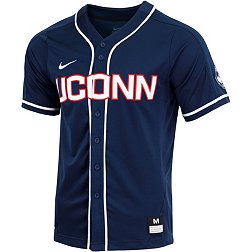 Nike Men's UConn Huskies Blue Full Button Replica Baseball Jersey