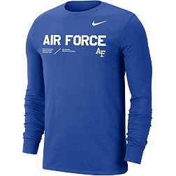 Nike Men's Air Force Falcons Blue Dri-FIT Cotton Football Sideline Team Issue Long Sleeve T-Shirt