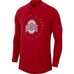 Nike Men's Ohio State Buckeyes Scarlet Dri-FIT Logo Long Sleeve Hoodie T-Shirt