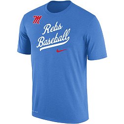 Nike Men's Ole Miss Rebels Blue Dri-FIT Cotton Baseball T-Shirt