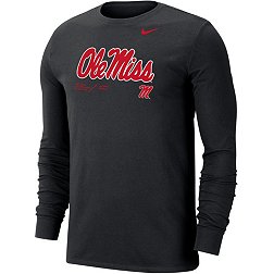 Nike Men's Ole Miss Rebels Blue Dri-FIT Cotton Football Sideline Team Issue Long Sleeve T-Shirt