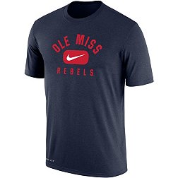 Nike Men's Ole Miss Rebels Blue Dri-FIT Cotton Swoosh in Pill T-Shirt