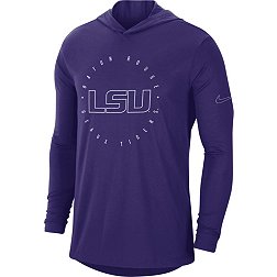 Nike Men's LSU Tigers Purple Dri-FIT Logo Long Sleeve Hoodie T-Shirt
