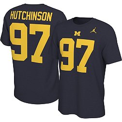 Jordan Men's Michigan Wolverines Aidan Hutchinson #97 Blue Football Jersey T-Shirt