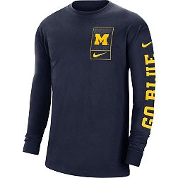 Nike Men's Michigan Wolverines Blue Max90 Long Sleeve T-Shirt