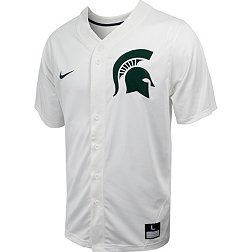 Nike Men's Michigan State Spartans White Full Button Replica Baseball Jersey