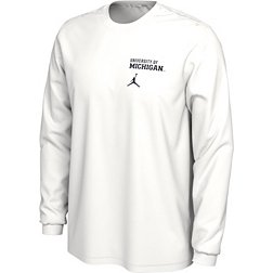 Jordan Men's Michigan Wolverines White Basketball Arena Long Sleeve T-Shirt
