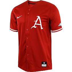 Nike Men's Arkansas Razorbacks Cardinal Full Button Replica Baseball Jersey