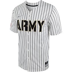 Nike Men's Army West Point Black Knights White Pinstripe Full Button Replica Baseball Jersey