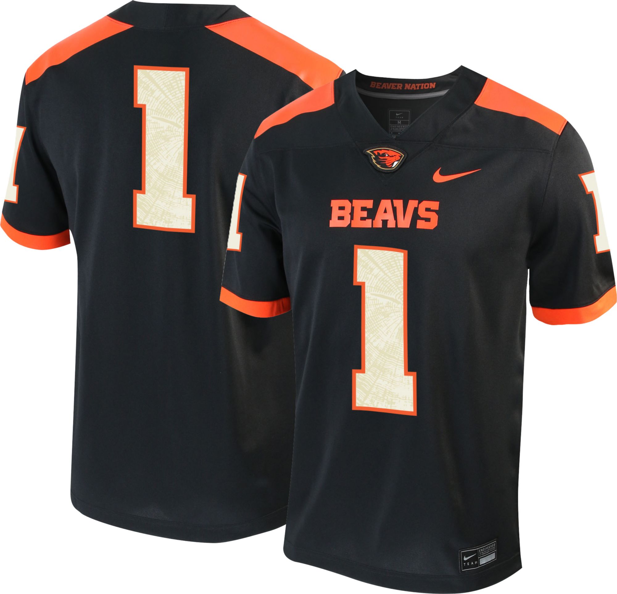 Nike Men's Oregon State Beavers #1 Black Untouchable Game Football Jersey