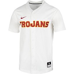 Nike Men's USC Trojans White Full Button Replica Baseball Jersey