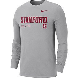 Nike Men's Stanford Cardinal Grey Dri-FIT Cotton Long Sleeve T-Shirt