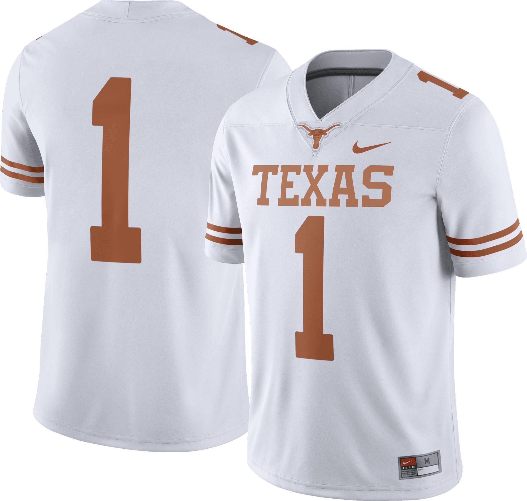 Nike Men's Texas Longhorns #1 White Dri-FIT Game Football Jersey