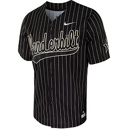 Nike Men's Vanderbilt Commodores Black Pinstripe Full Button Replica Baseball Jersey