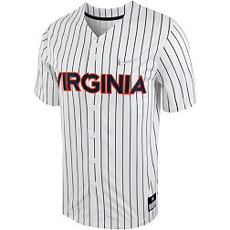 Nike Men's Virginia Cavaliers White Pinstripe Full Button Replica Baseball Jersey