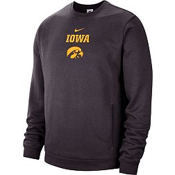 Nike Men's Iowa Hawkeyes Grey Club Fleece Crew Neck Sweatshirt