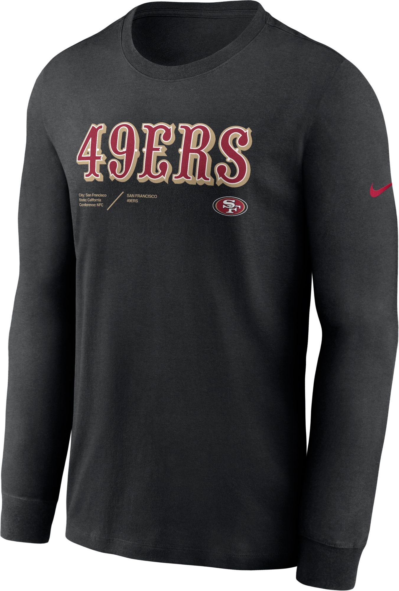 Men's Nike Black San Francisco 49ers Icon Legend Long Sleeve Performance T-Shirt Size: Small