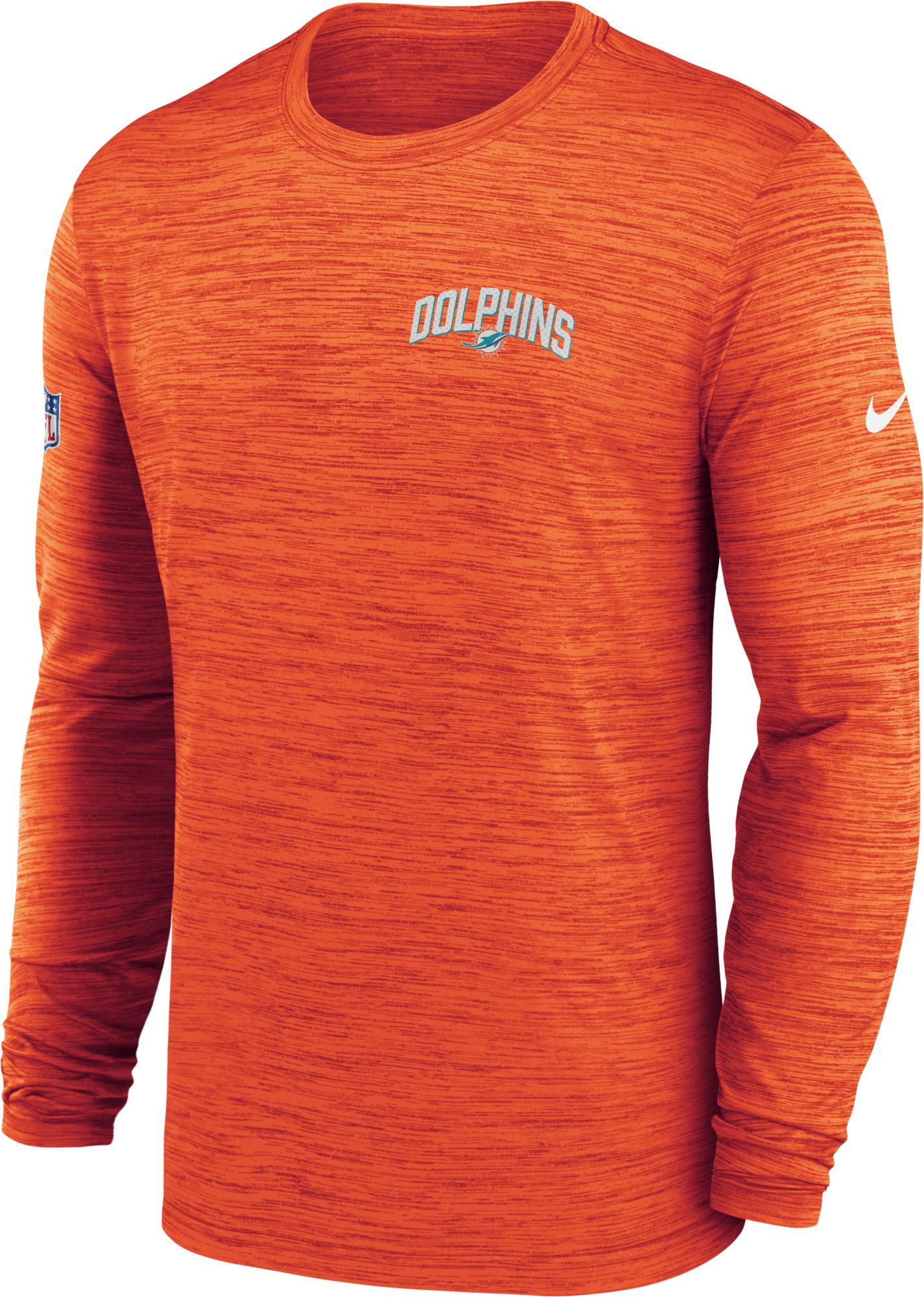 Nike / Men's Miami Dolphins Sideline Legend Velocity Orange Long Sleeve T- Shirt