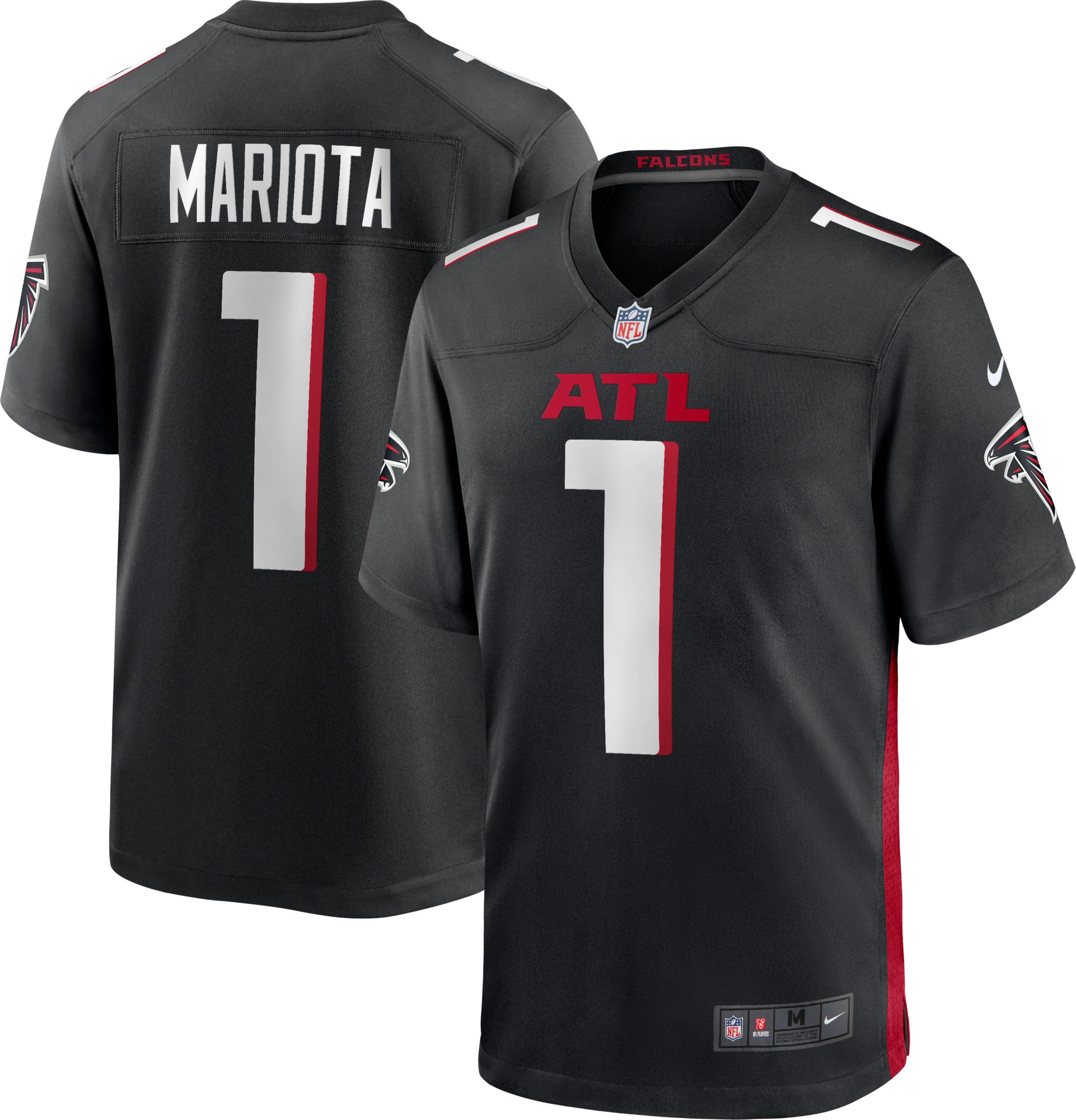 Men's Atlanta Falcons Marcus Mariota #1 Black Game Jersey