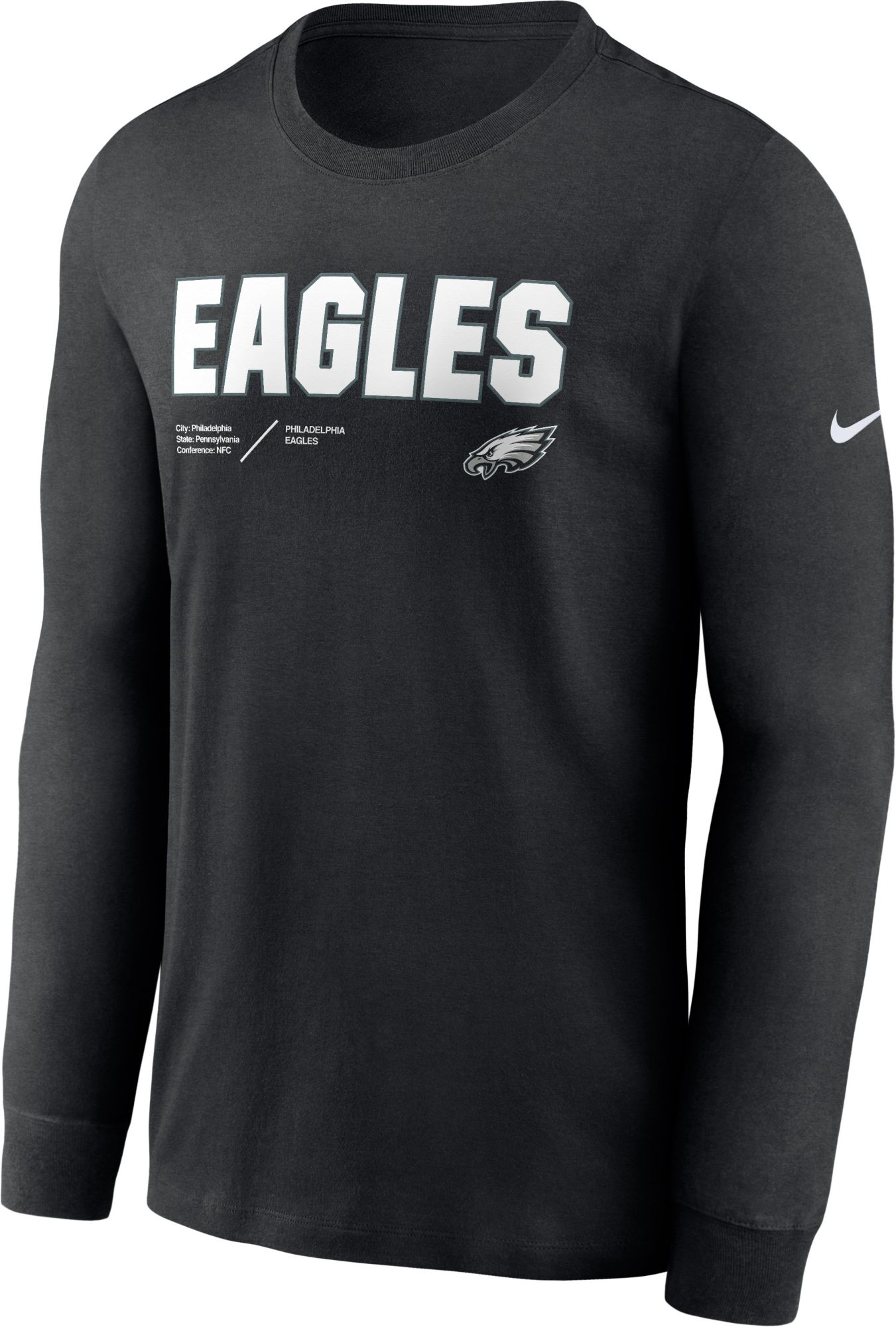 Men's Philadelphia Eagles Sideline Dri-FIT Team Issue Long Sleeve Black  T-Shirt