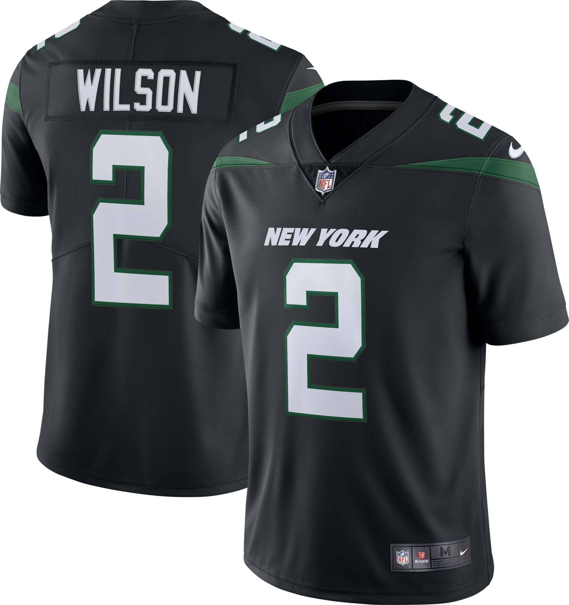 Nike Men's New York Jets Zach Wilson #2 Vapor Alternate Black Limited Jersey