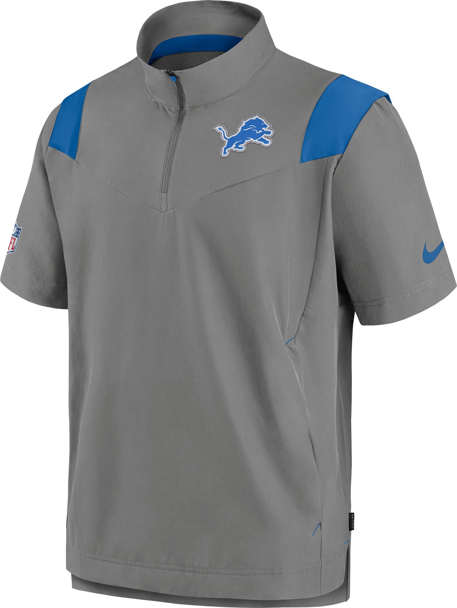 Nike / Men's Detroit Lions Sideline Coaches Short Sleeve Grey Jacket