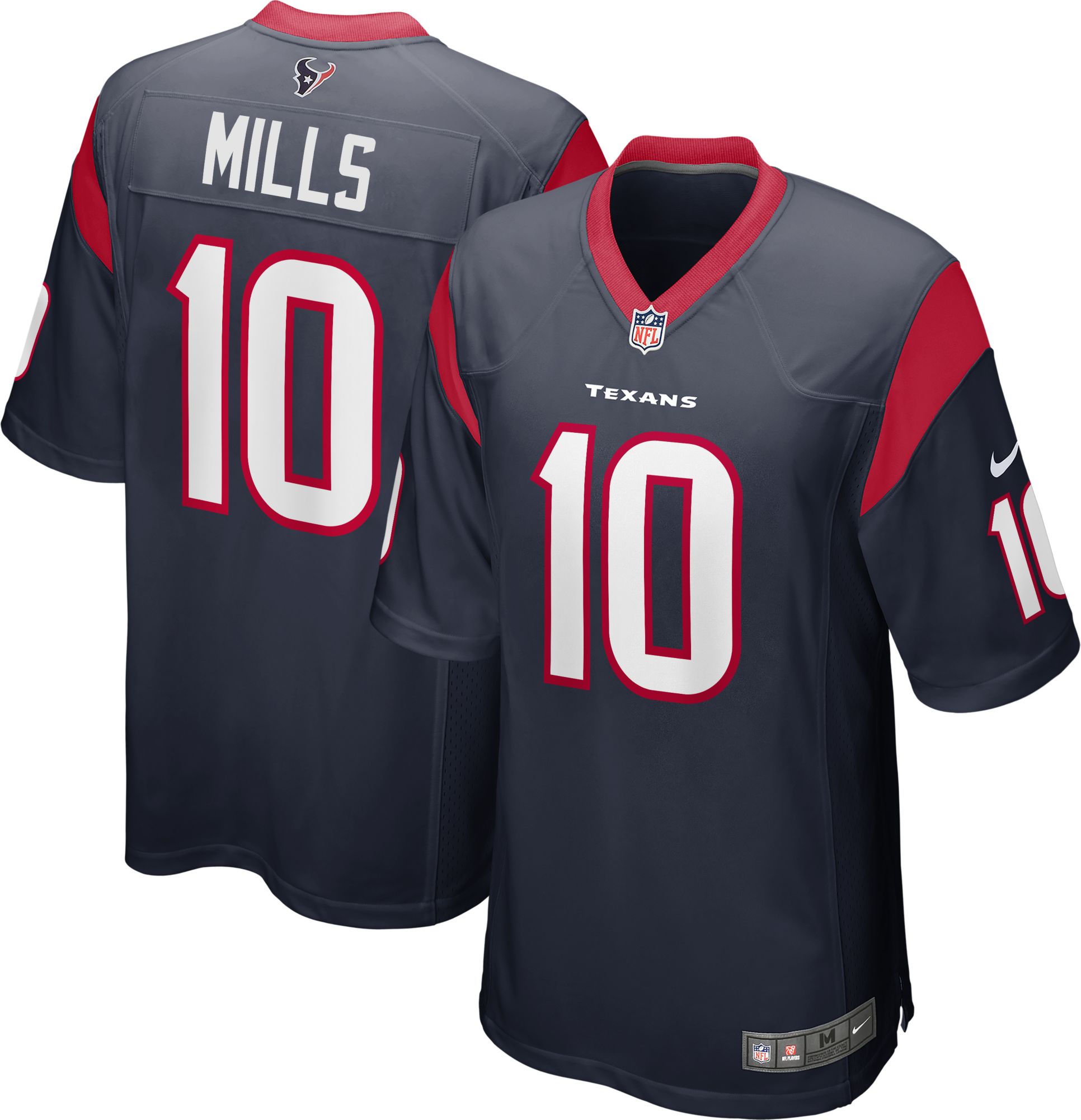 Nike Men's Houston Texans Davis Mills #10 Navy Game Jersey