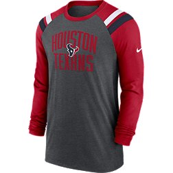 Nike Men's Houston Texans Athletic Charcoal Heather/Red Long Sleeve Raglan T-Shirt