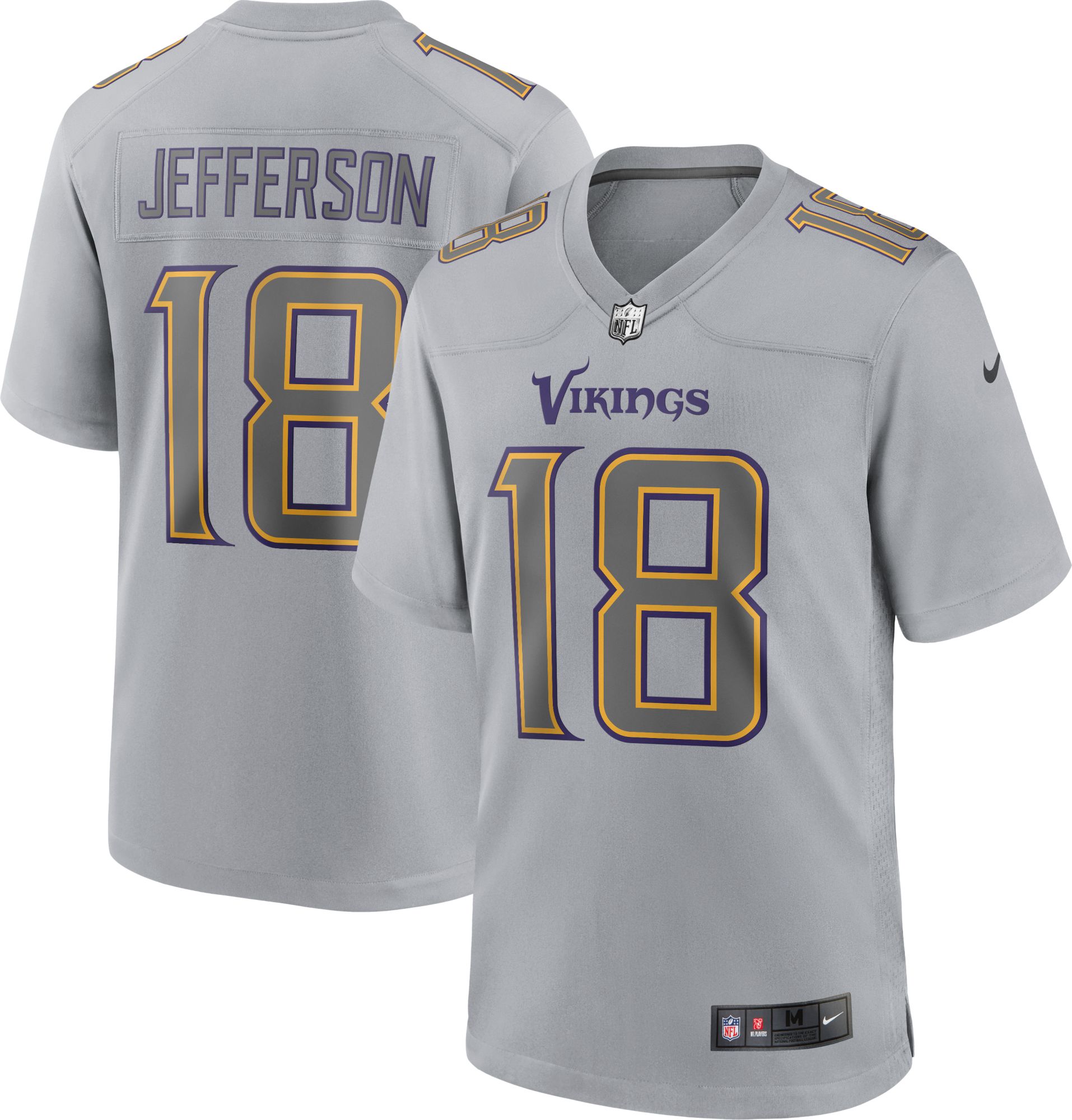 Nike Men's Minnesota Vikings Justin Jefferson #18 Atmosphere Grey Game Jersey