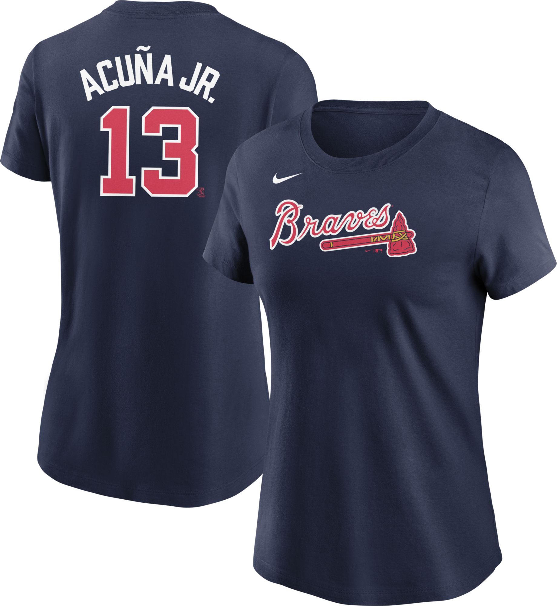 Nike Men's Replica Atlanta Braves Acuna Jr. #13 White Cool Base