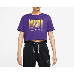 Nike Women's Los Angeles Lakers Purple Cropped Courtside T-Shirt
