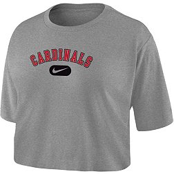 Nike Women's Ball State Cardinals Grey Dri-FIT Cotton Crop T-Shirt