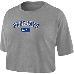 Nike Women's Creighton Bluejays Grey Dri-FIT Cotton Crop T-Shirt