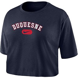 Nike Women's Duquesne Dukes Blue Dri-FIT Cotton Crop T-Shirt