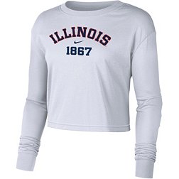 Nike Women's Illinois Fighting Illini White Dri-FIT Cotton Long Sleeve Crop T-Shirt