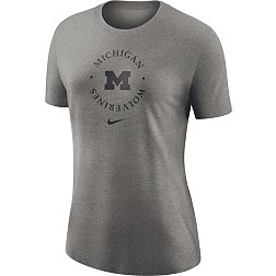 Nike Women's Michigan Wolverines Grey Dri-FIT Cotton Crew T-Shirt
